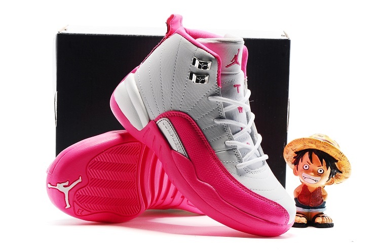 Air Jordan 12 White Pink Shoes For Kids On Sale - Click Image to Close